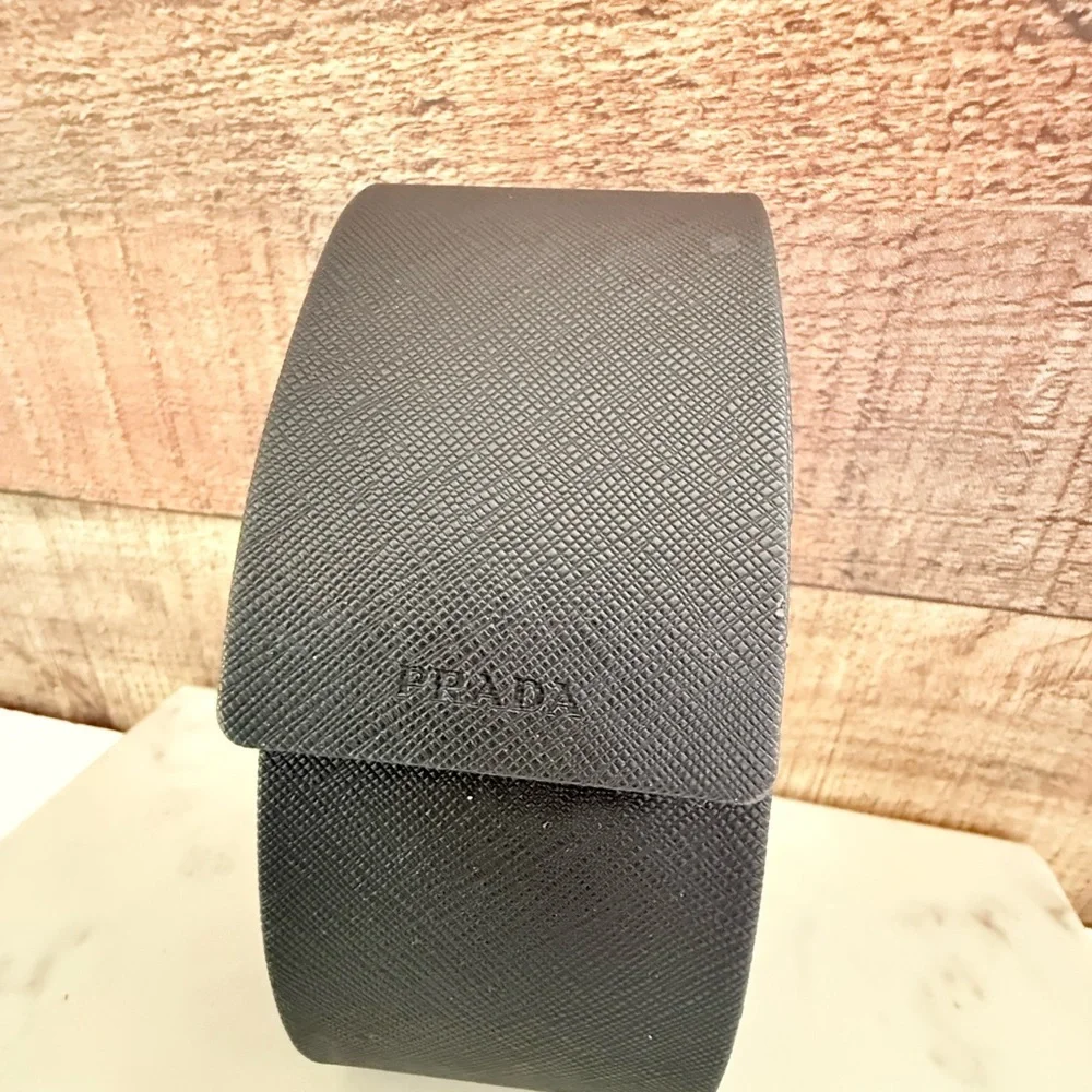 Prada Black Textured Leather Eyewear Case
